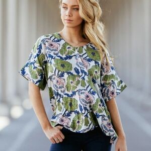 Dress Addict Medium Jam Printed Top 5D Floral Women's Blouse Boho Chic